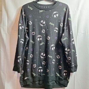 THE NIGHTMARE BEFORE CHRISTMAS Tunic Sleep Top Sz L Black Jack Skellington EUC!